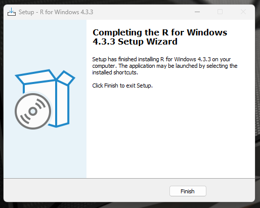 Screenshot of R installer complete screen